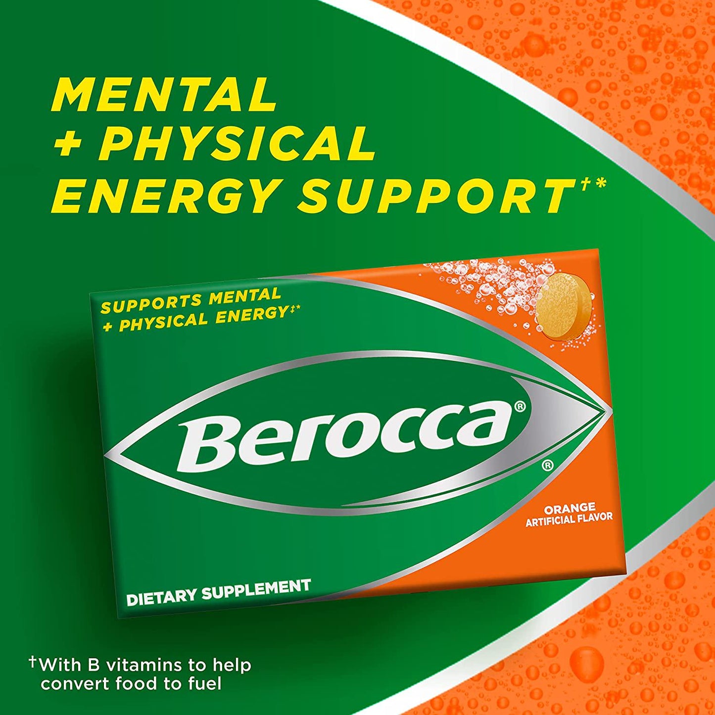 Berocca Orange Effervescent Tablets, Caffeine Free, 20 Count
