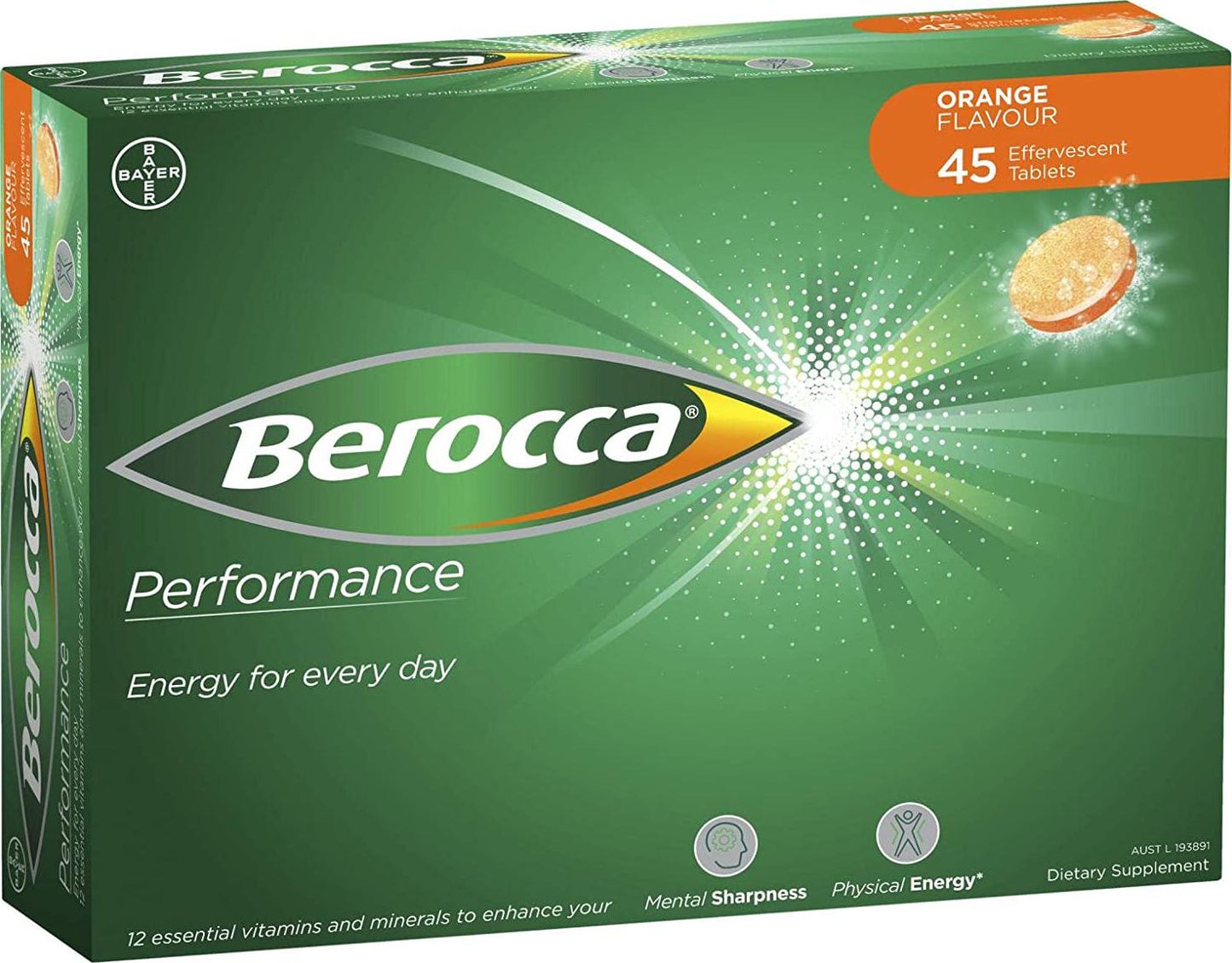 Berocca Orange Effervescent Tablets 45-Count