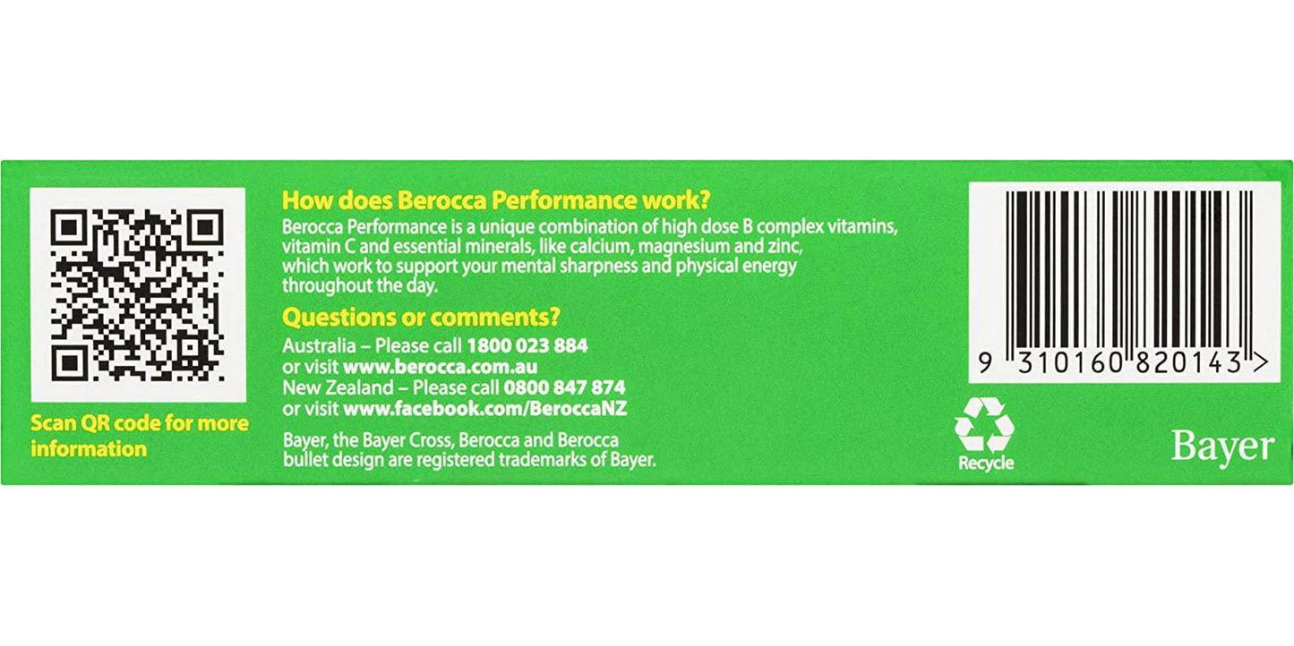 Berocca Performance 30 Effervescent Tablets- Original Berry Flavor International Version Caffeine Free