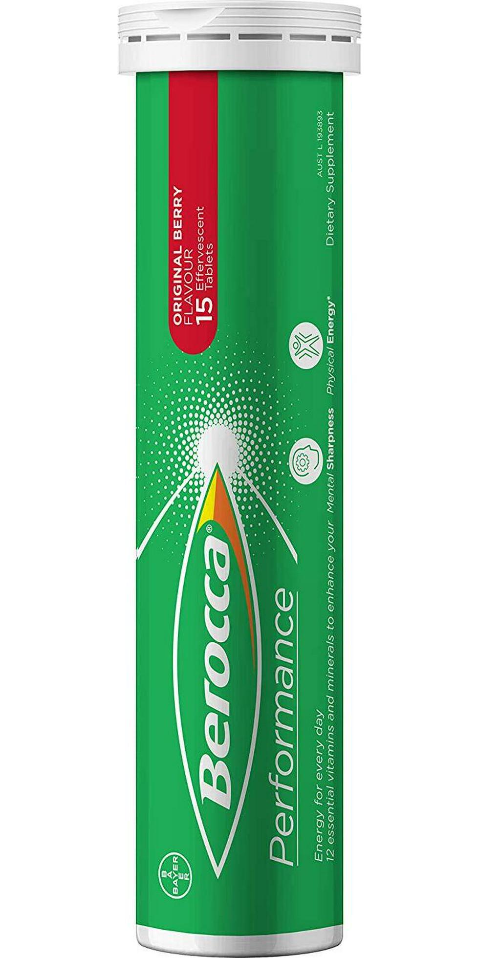 Berocca Performance 30 Effervescent Tablets- Original Berry Flavor International Version Caffeine Free