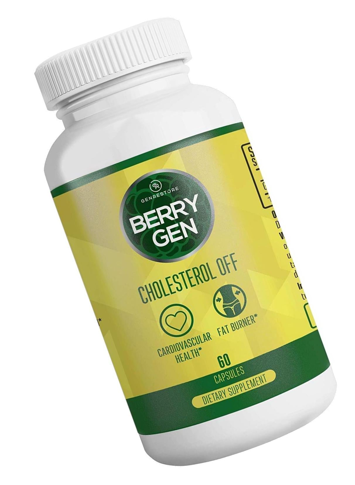 Berry Gen: Cholesterol Off Heart Health Support Herbal Supplement with Green Tea - 60 Capsules - Natural Formula - Supports Energy, Cardiovascular Health, and More - Made in The USA