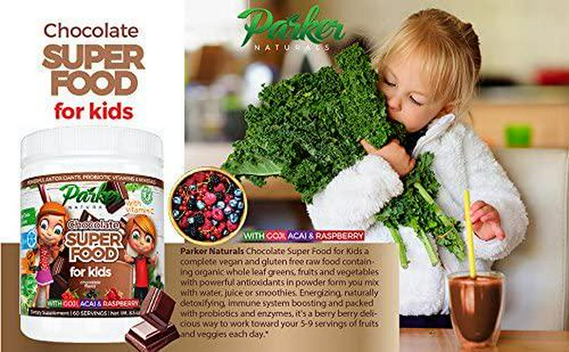 Berry Green Chocolate Superfood Powder 60 Servings for Kids with Organic Greens and Fruits, Enzymes, Probiotics, Antioxidants, Vitamins, Minerals, Vitamin C - Non GMO, Vegan and Gluten Free