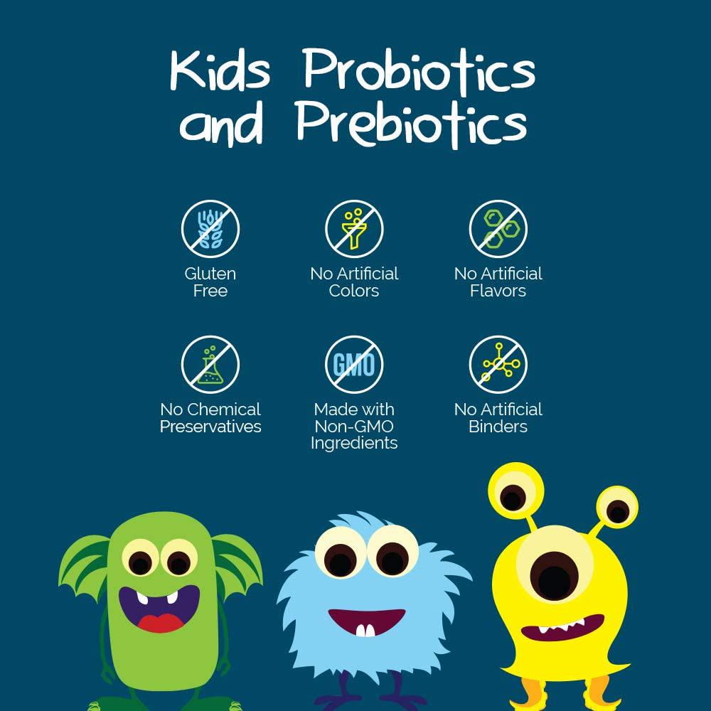 Best 6 Billion CFU Kids / Children&#039;s Probiotic with Prebiotics Best Kids Probiotic on With Prebiotics (Sunfiber and Fos) for 10x More Effectiveness One A Day Chewable Probiotic Kids Will Love The Great Taste 2 Months Supply Per Bottle