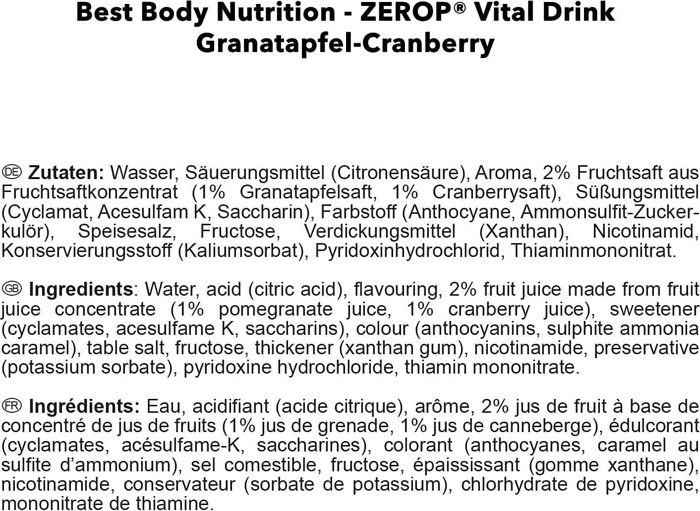 Best Body Nutrition Low Carb Vital Drink, 1000 ml, Pomegranate Cranberry