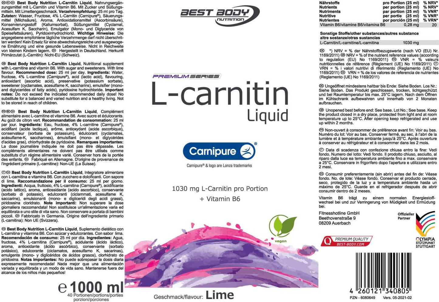 Best Body Nutrition L-Carnitin Drink - 1000ml Flasche, -