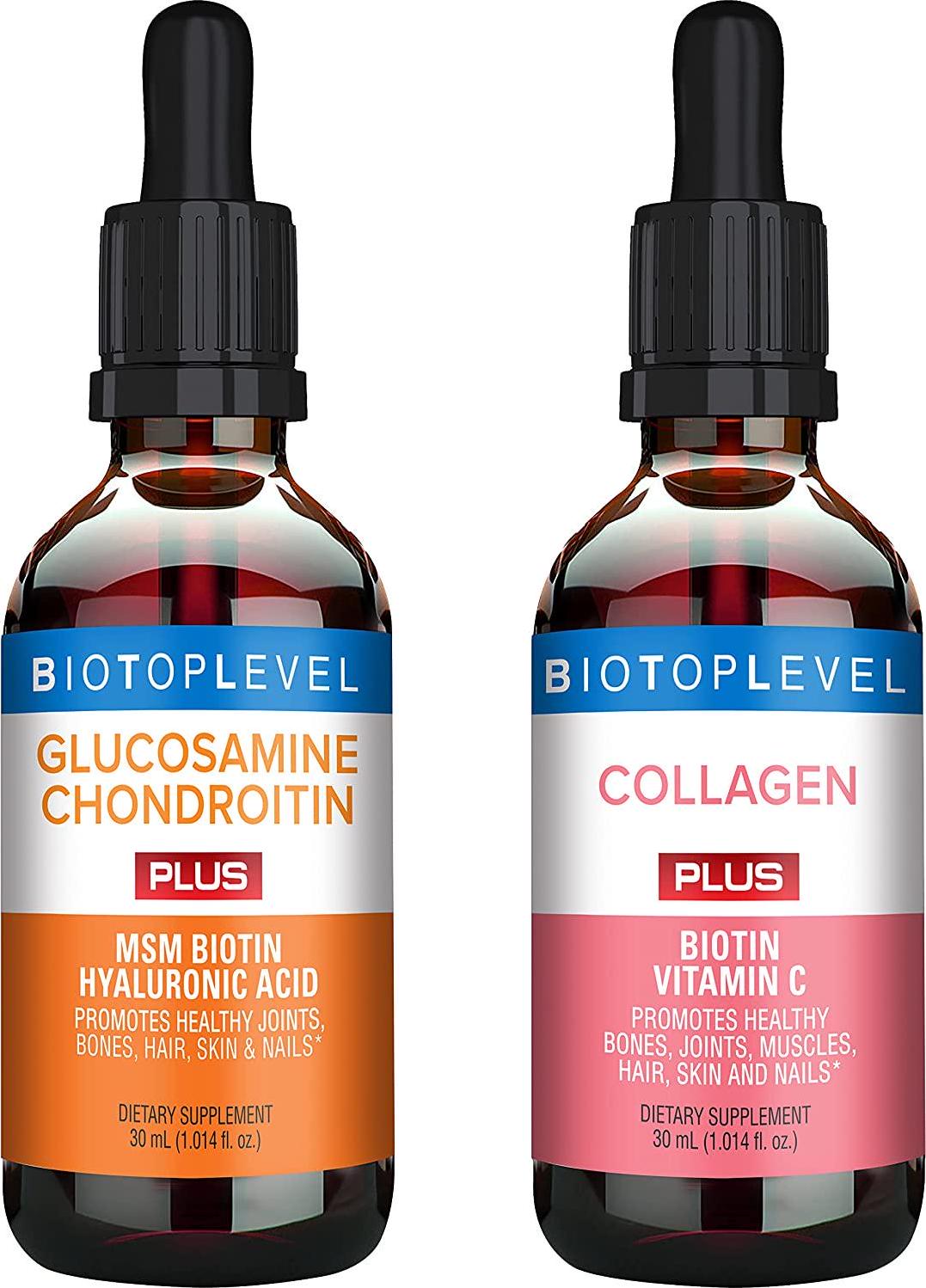 Best Combination (Bundle) for the Good Health of Joints, Bones, Muscles, Hair, Skin and Nails - Glucosamine, Chondroitin, Collagen, Biotin, Hyaluronic Acid, MSM and Vitamin C