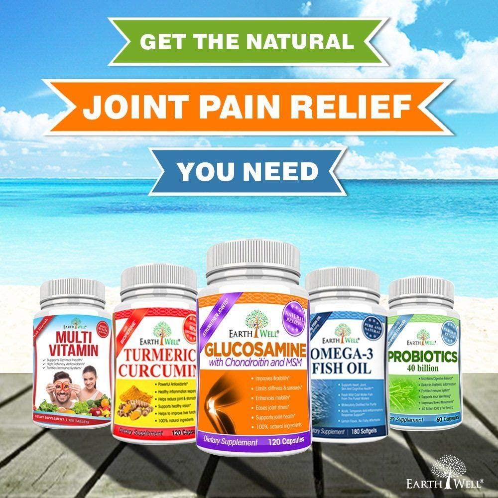 Best Glucosamine Chondroitin MSM Turmeric Joint Health Supplement - Relief Soreness Pain Aches in Knee Hip Hand Wrist Elbow Back Inflammation - Mobility Dietary Capsules Support Shoulder Flexibility