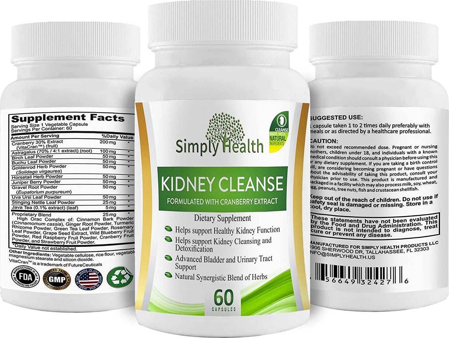Best Kidney Health Supplement. Premium Kidney Formula with Organic Cranberry Extract, Supports Healthy Kidneys, Bladder and Urinary Tract and Safe Detox