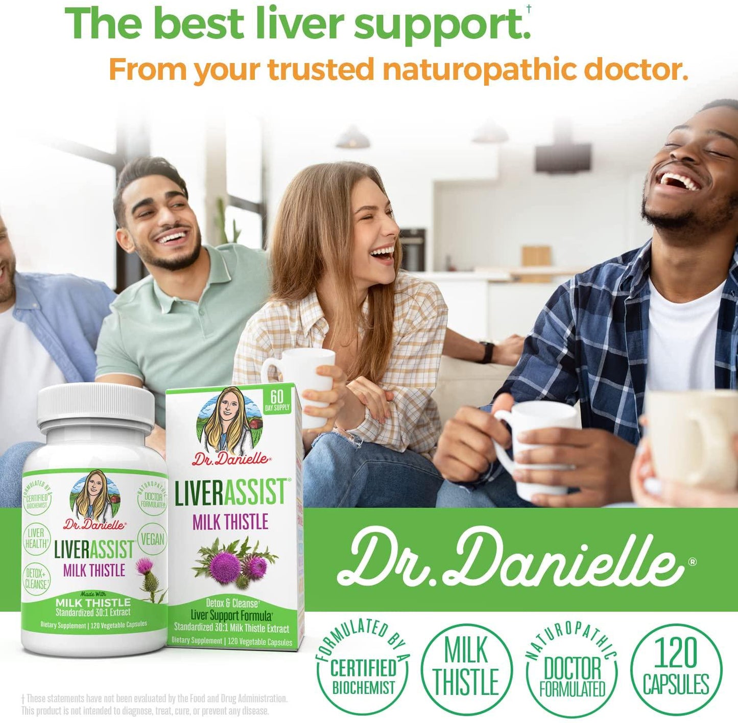 Best Liver Supplements with Milk Thistle - Organic Liver Cleanse Detox and Cleanse - Liver Support for Men and Women - Liver Detox Cleanse Repair - 120 Capsules by Dr. Danielle