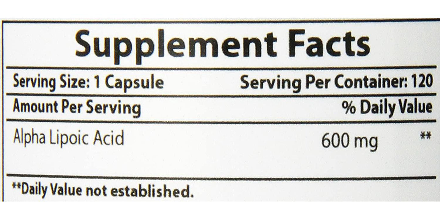Best Naturals Alpha Liopic Acid 600 mg 120 Count - ALA Alpha Lipoic Acid Powerful Antioxidant