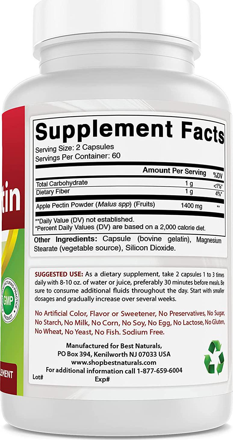Best Naturals Apple Pectin 700 mg 120 Capsules