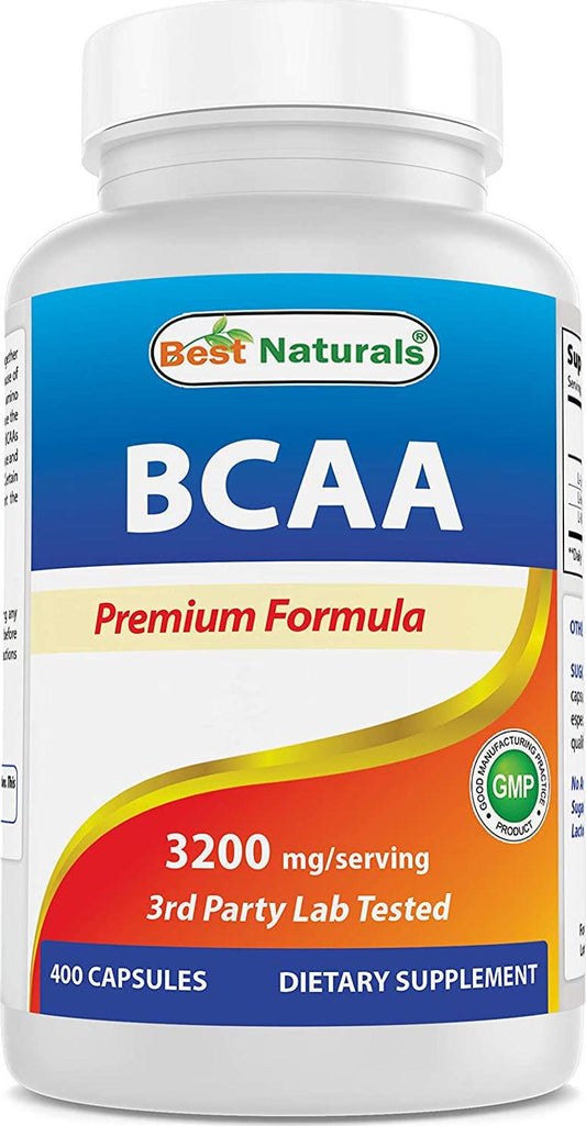 Best Naturals BCAA Branch Chain Amino Acid, 3200mg per serving, 400 Capsules - Pharmaceutical Grade - 100% Pure Instantized Formula | Pre/Post Workout Bodybuilding Supplement | Boost Muscle Growth