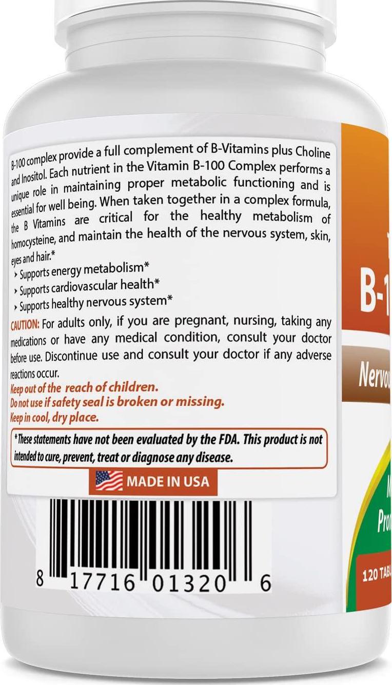 Best Naturals B-100 Complex 120 Tablets (Time Released)