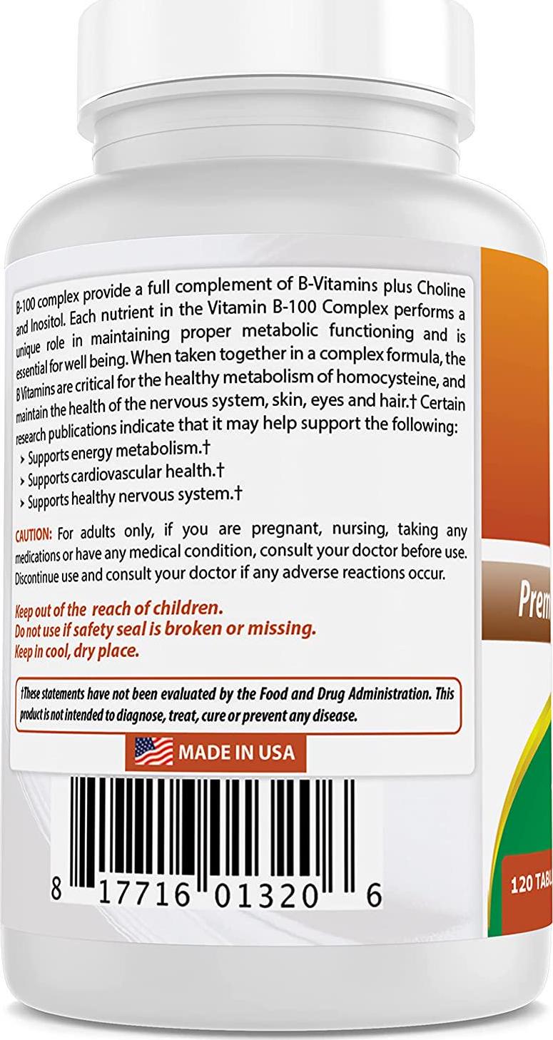 Best Naturals B-100 Complex 120 Tablets (Time Released)
