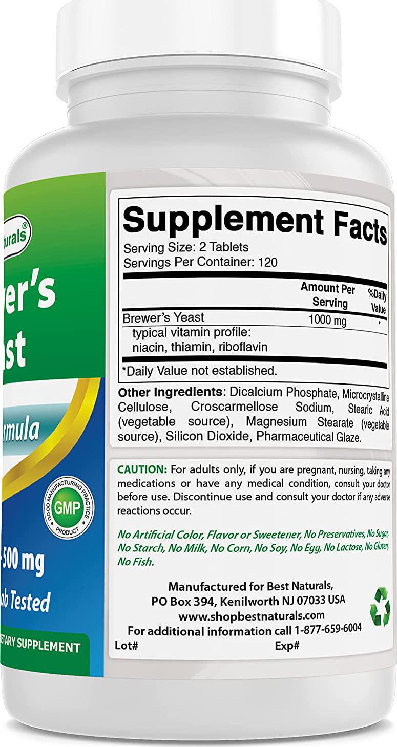 Best Naturals Brewers Yeast Tablets 500 mg 240 Tablets