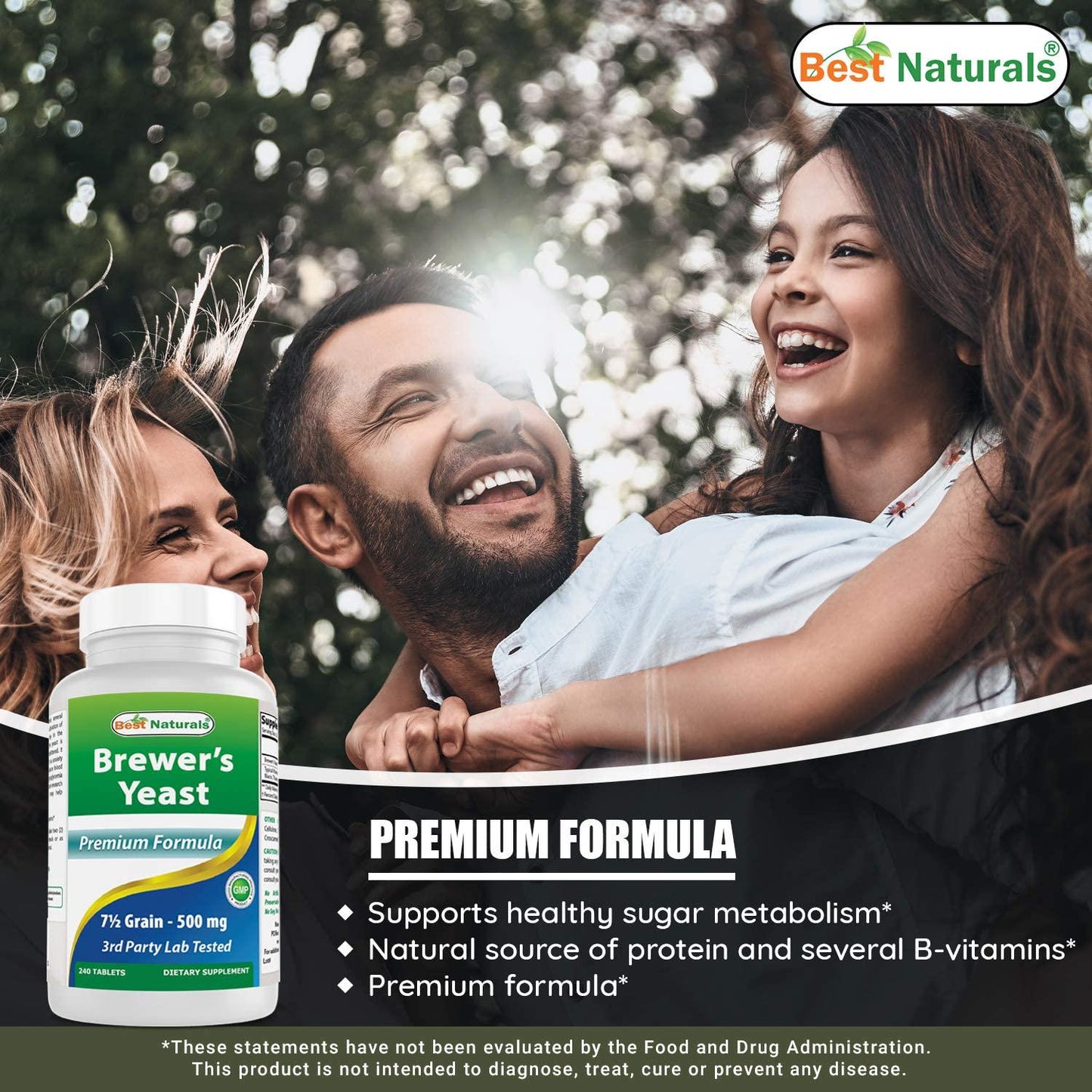 Best Naturals, Brewers Yeast, 7-1/2 Grains with Vitamin B1, Vitamin B2, 1000 mg 240 Tablets (240 Count (Pack of 2))