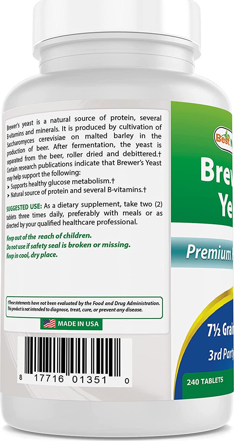 Best Naturals Brewers Yeast Tablets 500 mg 240 Tablets