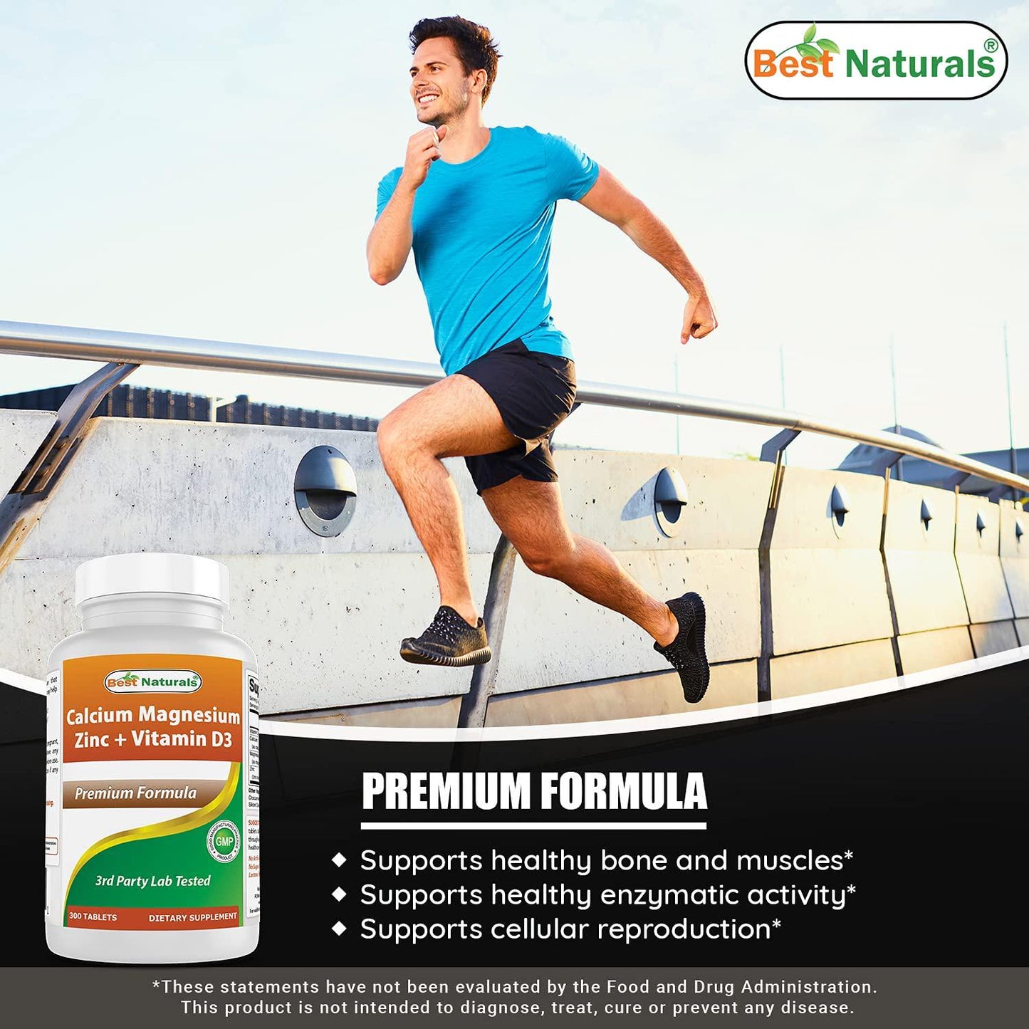 Best Naturals Calcium Magnesium Zinc with D3 300 Tablets