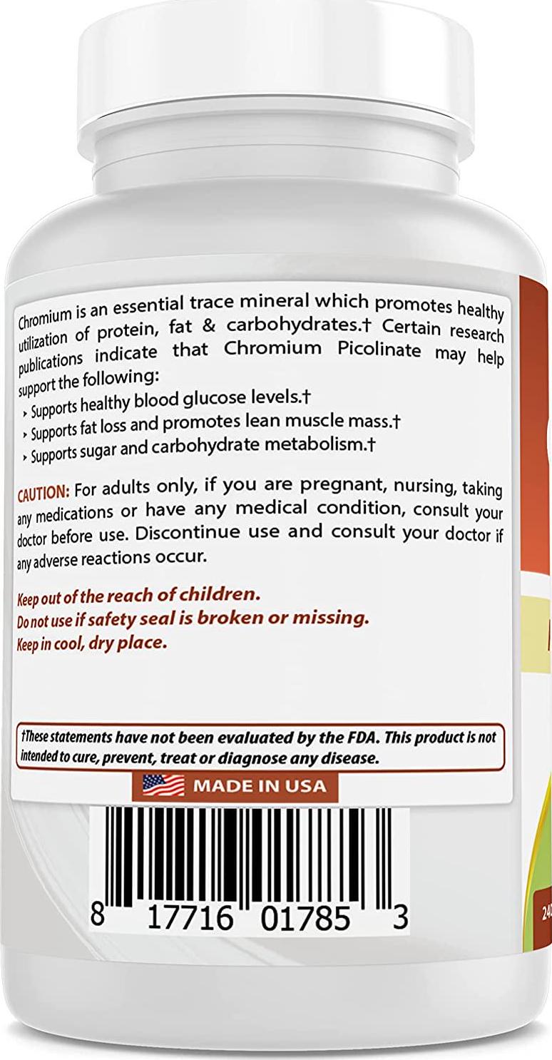 Best Naturals Chromium Picolinate 1000 mcg 240 Tablets