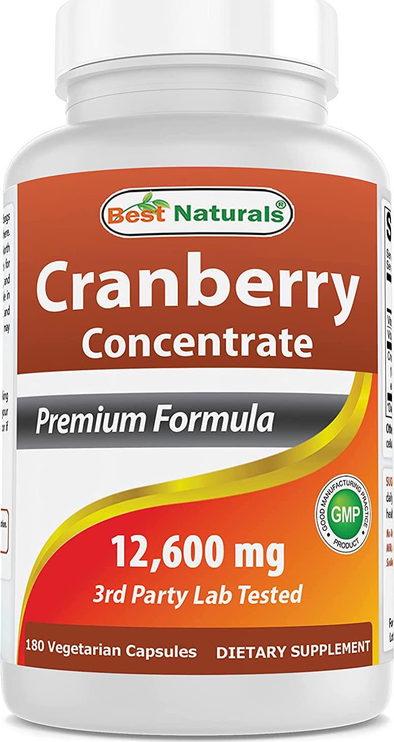 Best Naturals Cranberry Pills 3x Concentrate Veggie Capsule, 12600 mg, 180 Count