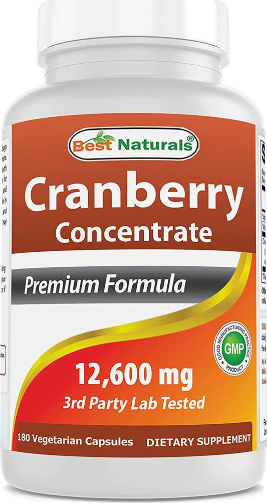 Best Naturals Cranberry Pills 3x Concentrate Veggie Capsule, 12600 mg, 180 Count