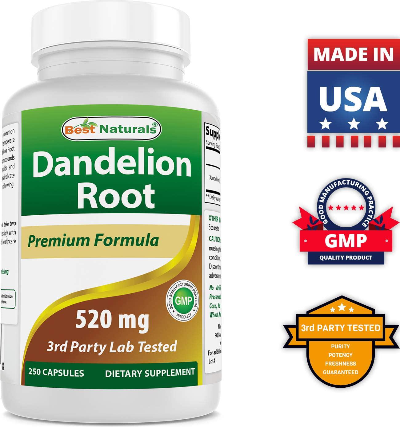 Best Naturals Dandelion Root 520 mg 250 Capsules