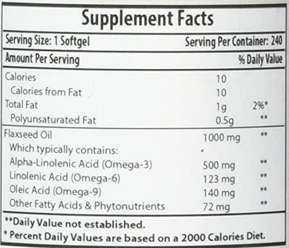 Best Naturals Flaxseed Oil 1000 mg 240 Softgels - Omega-3-6-9 for Heart Health