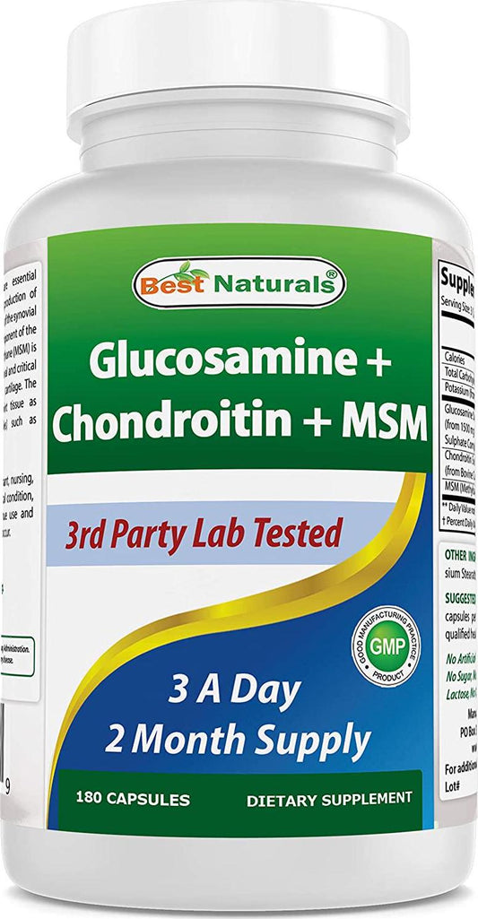 Best Naturals Glucosamine Chondroitin and MSM Joint Pain Relief Supplement, 180 Count