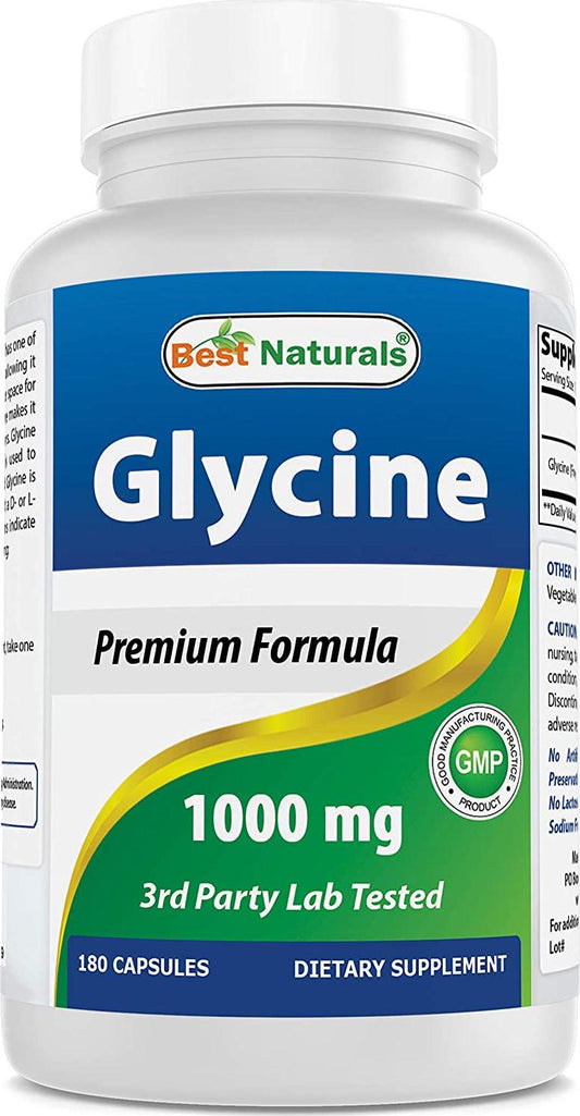 Best Naturals Glycine Supplement 1000 Mg for Energy Production, 180Count