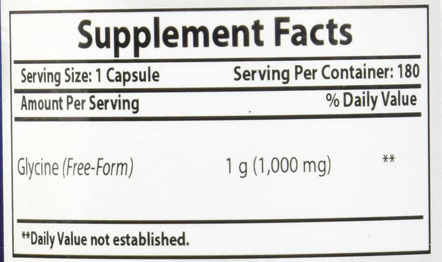 Best Naturals Glycine Supplement 1000 Mg for Energy Production, 180Count