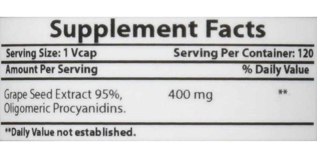Best Naturals Grape Seed Extract 400 mg Veggie Capsule, 120 Count