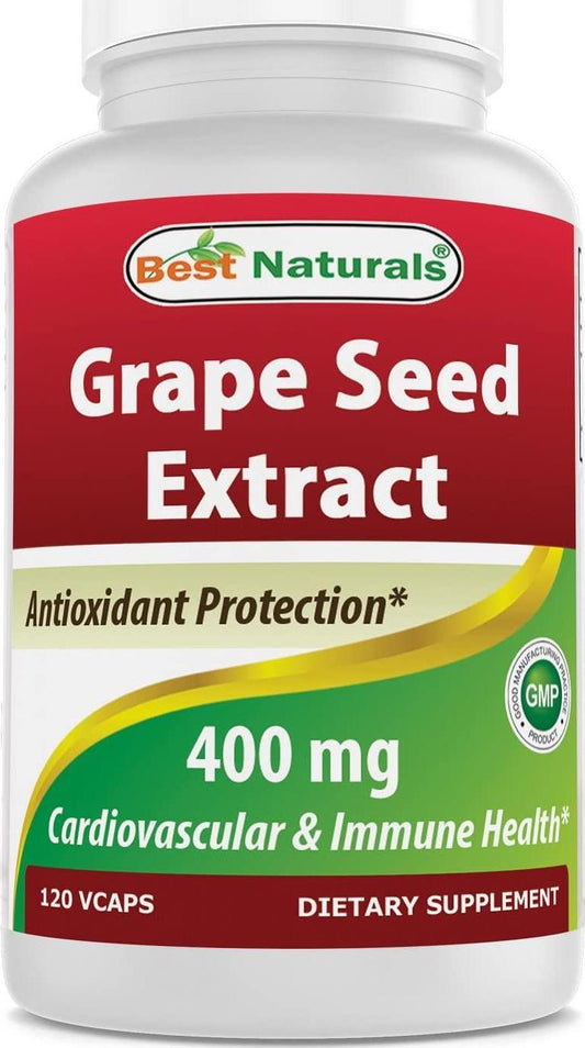 Best Naturals Grape Seed Extract 400 mg Veggie Capsule, 120 Count