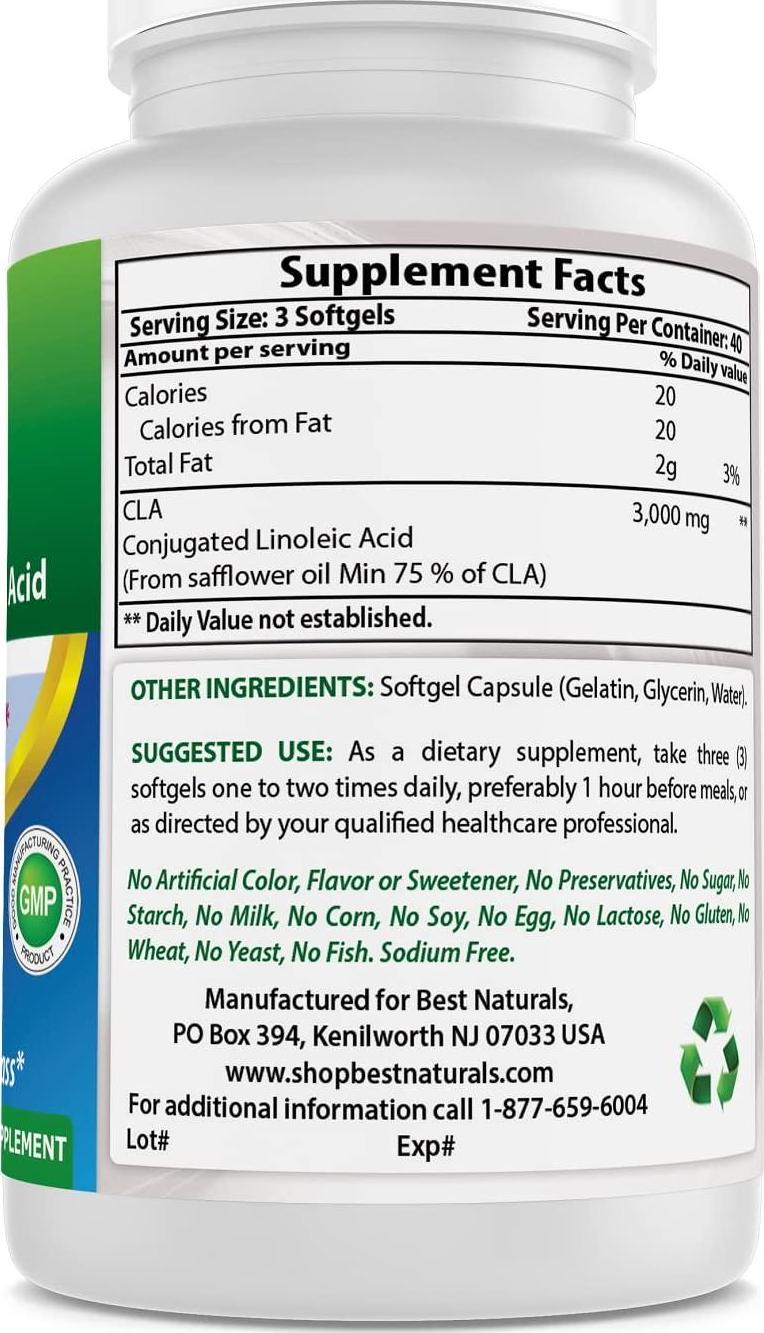 Best Naturals High Potency CLA, 1000 mg, 120 Softgels
