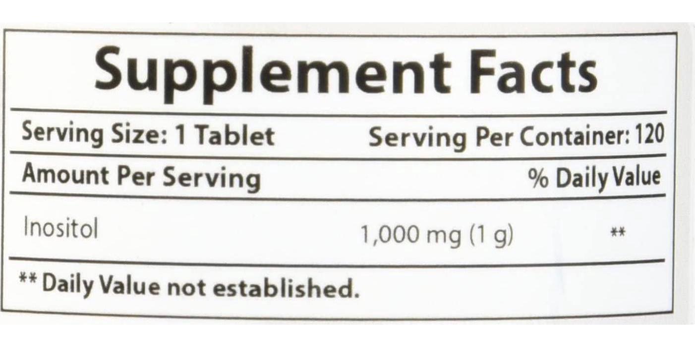 Best Naturals Inositol 1000mg 120 Tablets - also called vitamin B8