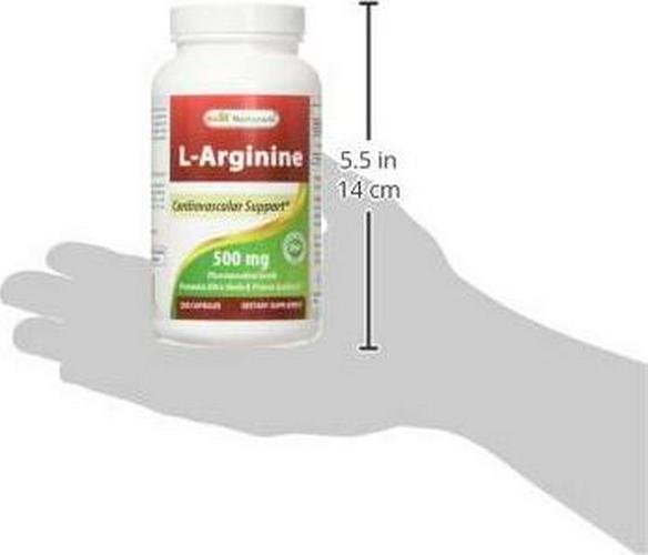 Best Naturals L-Arginine 500mg 250 Capsules - Pharmaceutical Grade L Arginine supplement promotes nitric oxide synthesis