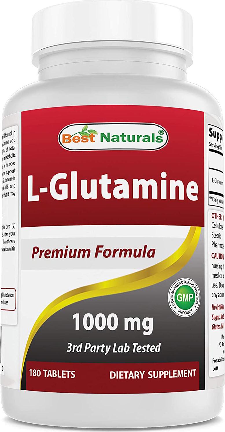 Best Naturals L-Glutamine 1000mg Fuel for Workout (Non-GMO) Tablets, 180 Count