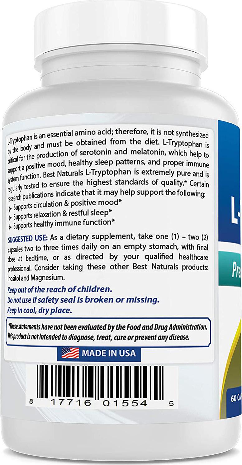 Best Naturals L-Tryptophan 500 mg 60 Capsules