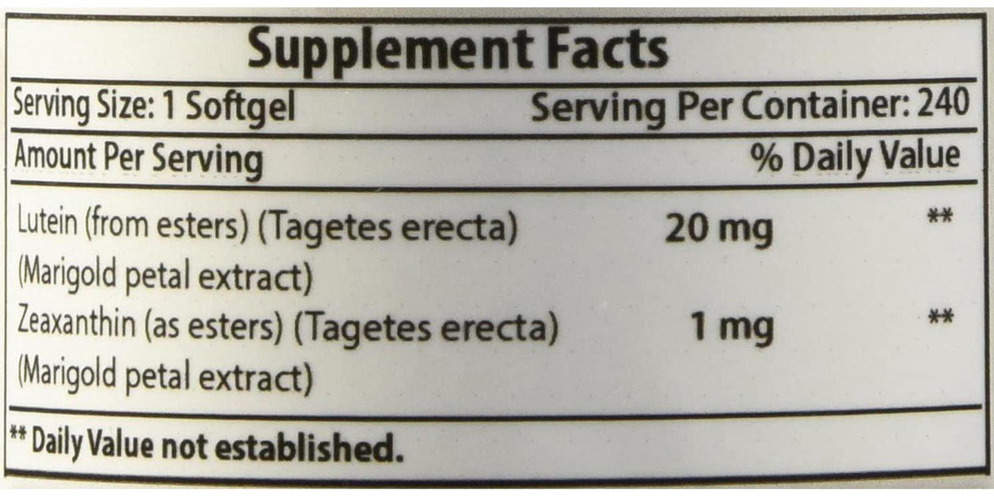 Best Naturals Lutein 20mg With Zeaxanthin, 240 Count