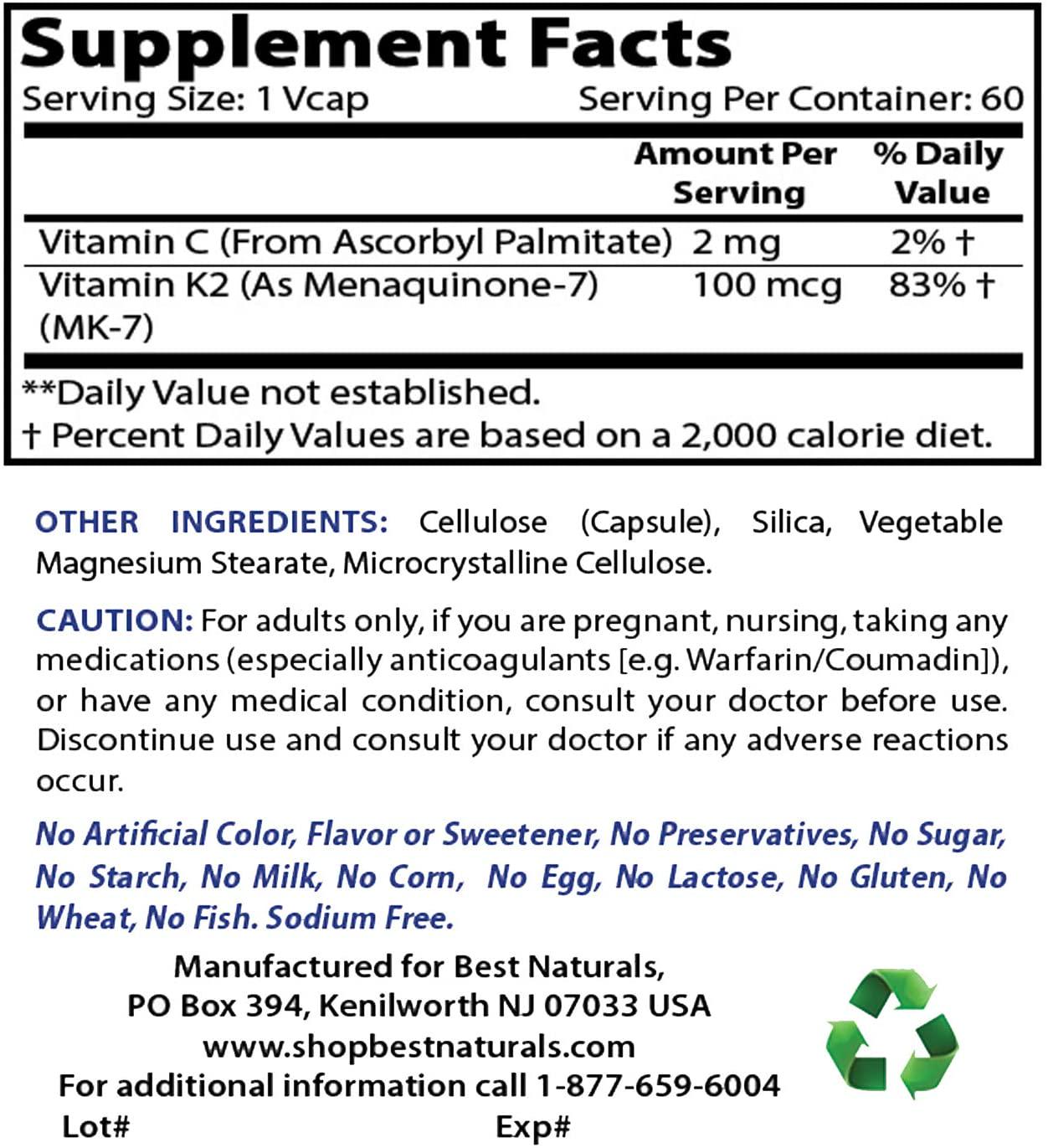 Best Naturals MK-7 100 mcg 60 Vcaps