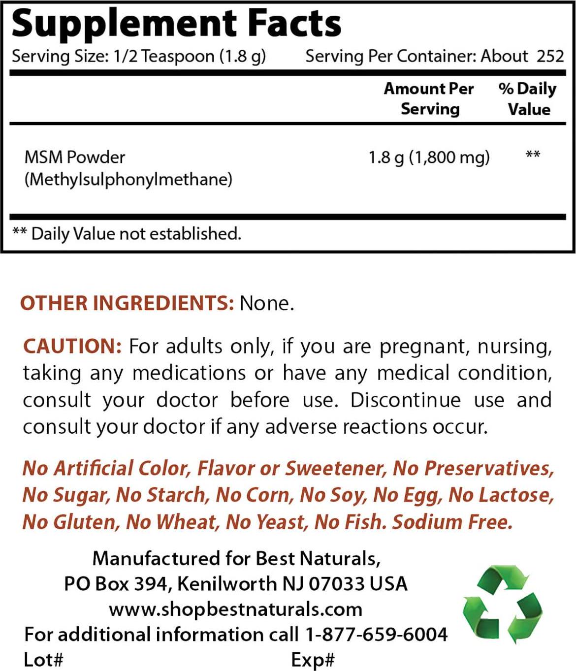 Best Naturals MSM Pure Powder, 1 Lb