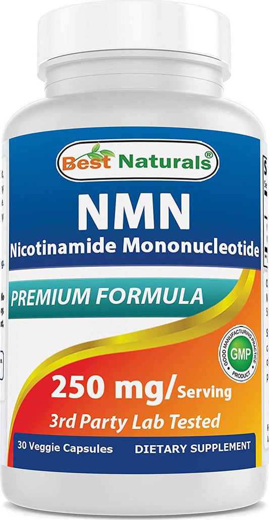 Best Naturals NMN Supplements Nicotinamide Mononucleotide 250mg per Serving, NAD Booster for Cellular Repair and Energy, 30 Veggie Capsules