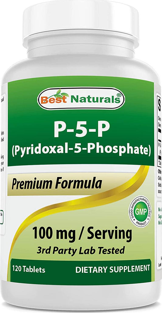 Best Naturals P5P Vitamin B6 (Pyridoxal 5 Phosphate) 100 mg/Serving - 120 Tablets - an Active Form of Vitamin B6.