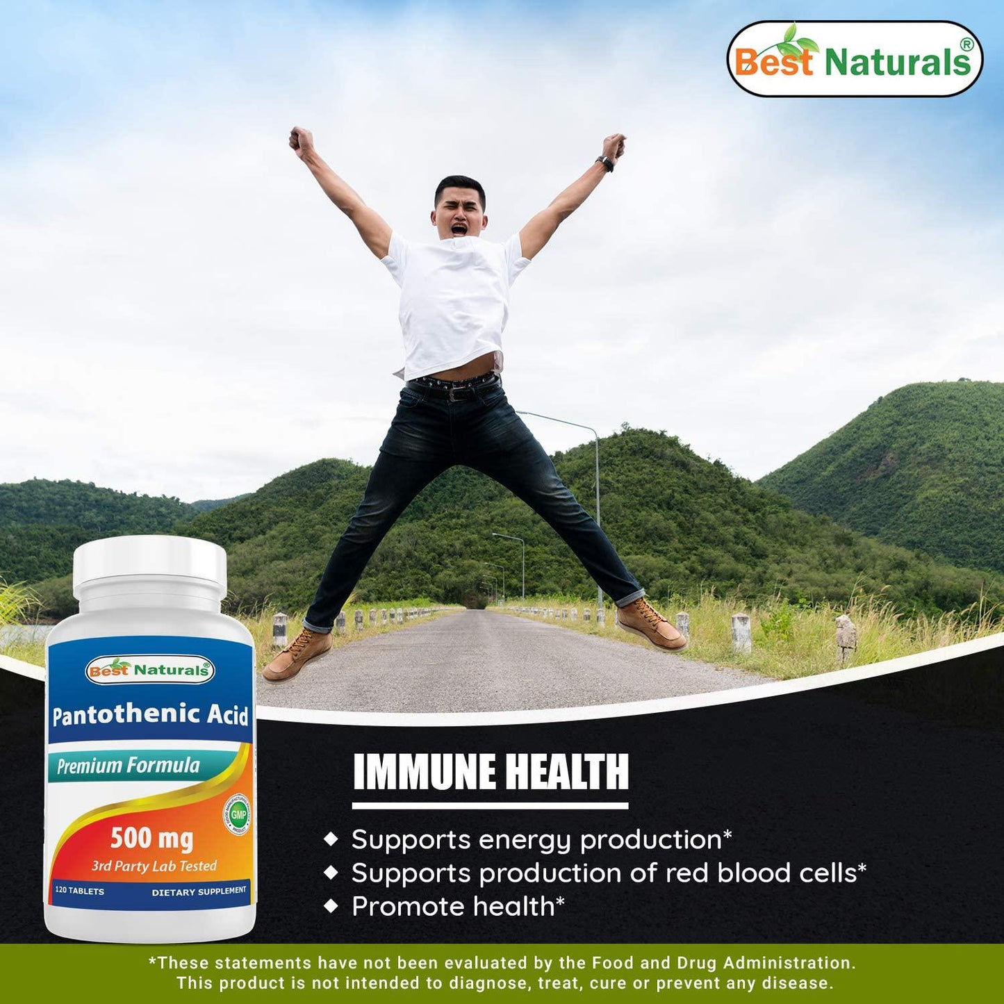 Best Naturals Pantothenic Acid 500 mg 120 Tablets