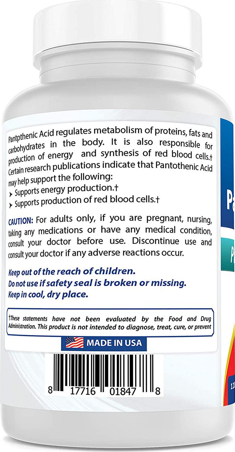 Best Naturals Pantothenic Acid 500 mg 120 Tablets