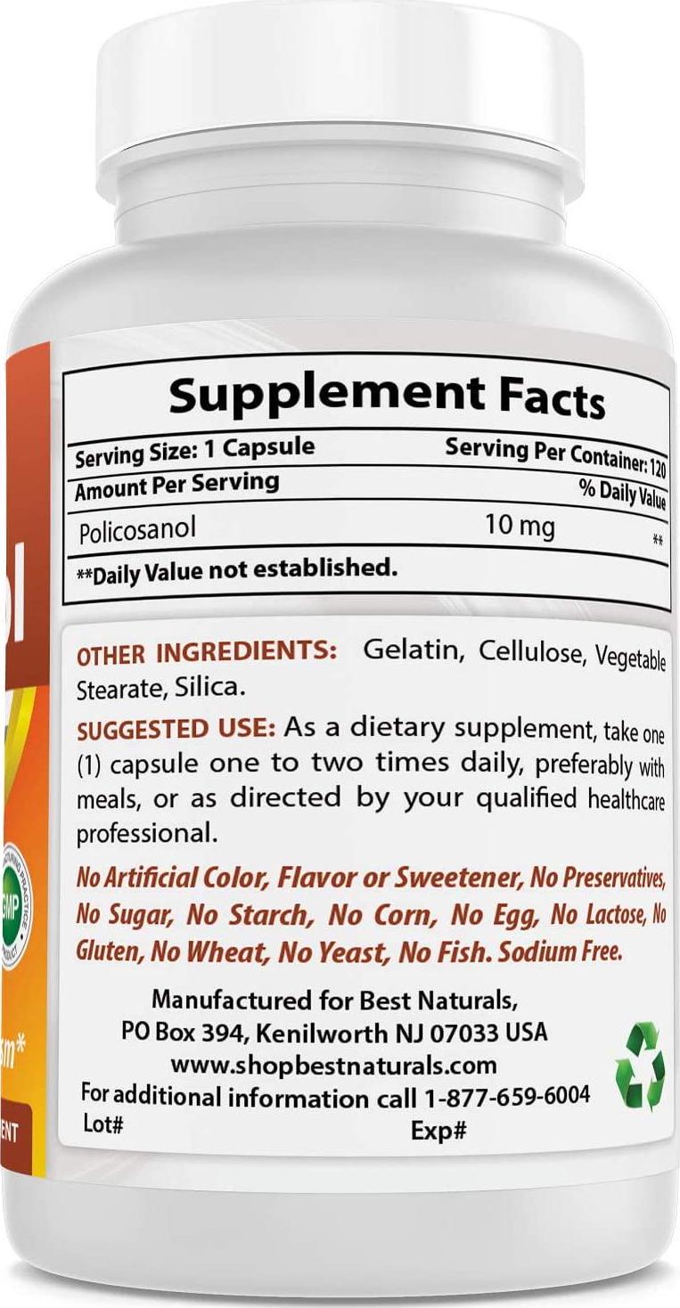 Best Naturals Policosanol 10 mg 120 Capsules