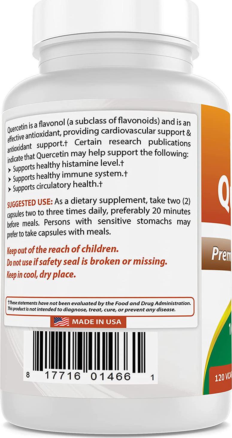 Best Naturals Quercetin 1000 mg/Serving 120 Veggie Capsules (120 Count (Pack of 1))