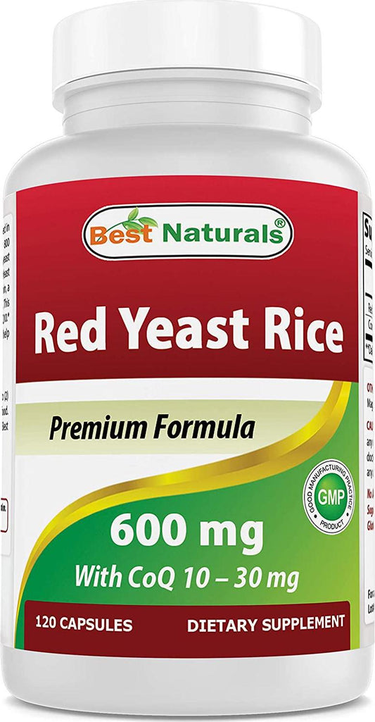 Best Naturals Red Yeast Rice with CoQ10, 120 Capsules - Cardiovascular formula contains 600 mg of Red Yeast Rice ans 30 mg of CoQ10