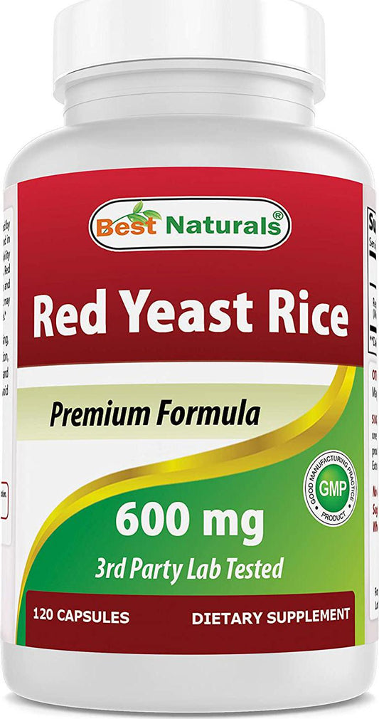 Best Naturals Red Yeast Rice 600 mg Capsules, 120 Count