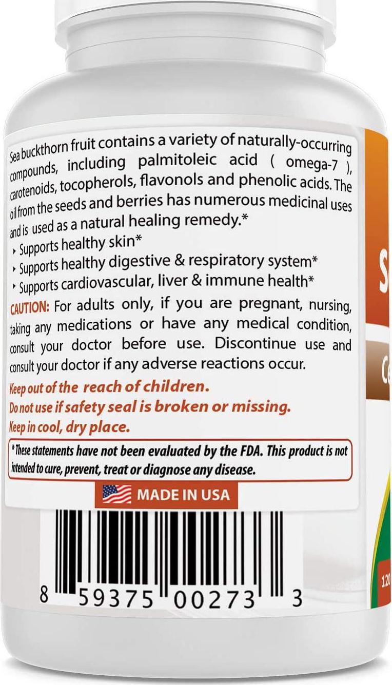 Best Naturals Sea Buckthorn 800 Mg 120 Veggie Capsules