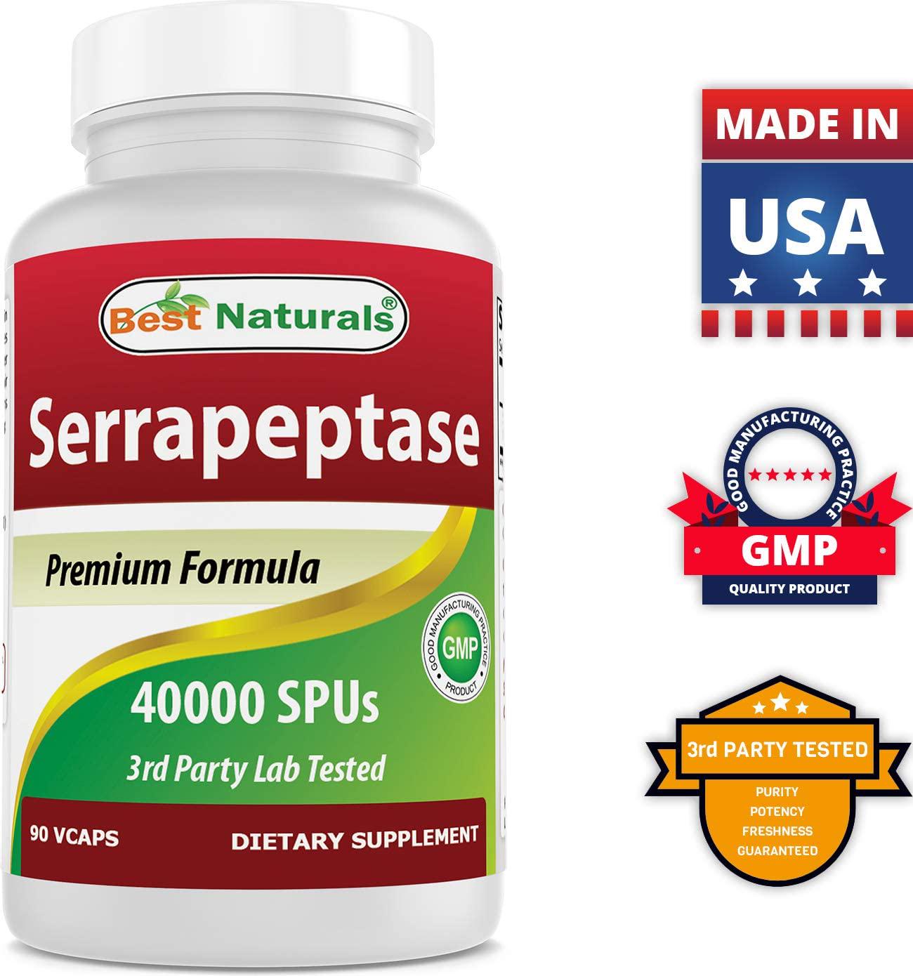 Best Naturals Serrapeptase 40000 SPUs 90 Vcaps